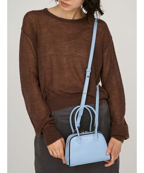 emmi（エミ）の「フェイクレザーパイピングミニボストンバッグ（ボストンバッグ・レディース・ネイビー/オリーブ/ブルー・F）」の4枚目の写真