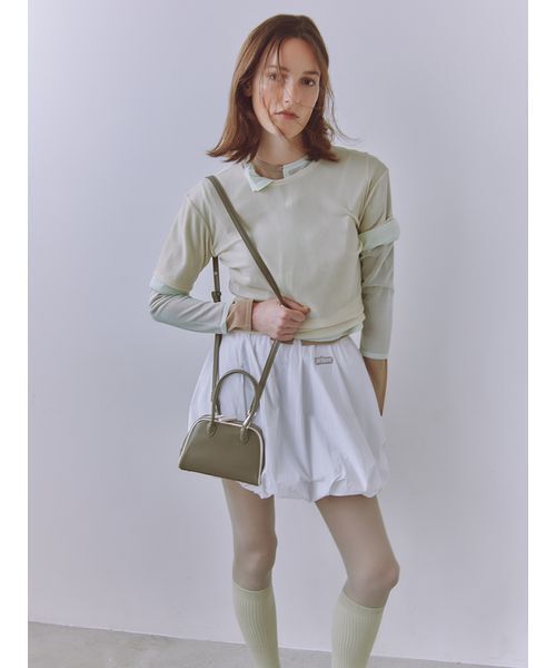 emmi（エミ）の「フェイクレザーパイピングミニボストンバッグ（ボストンバッグ・レディース・ネイビー/オリーブ/ブルー・F）」の5枚目の写真