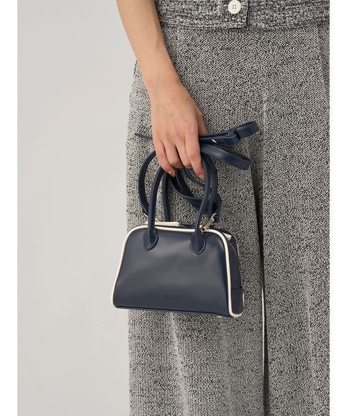 emmi（エミ）の「フェイクレザーパイピングミニボストンバッグ（ボストンバッグ・レディース・ネイビー/オリーブ/ブルー・F）」の20枚目の写真