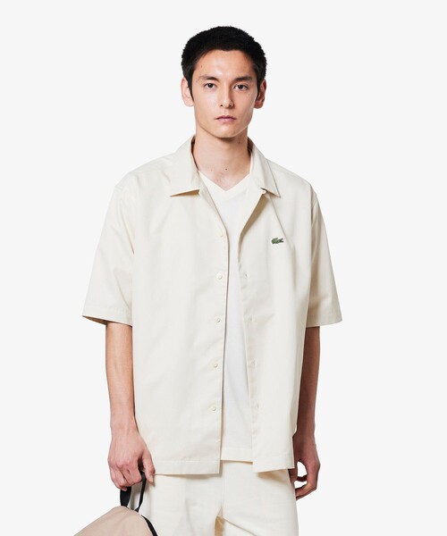 LACOSTE(ラコステ)の「シルクブレンドオープンカラーシャツ(シャツ/ブラウス・メンズ・チャコールグレー/ブラック/オフホワイト・40/39/38/41)」の2枚目の写真