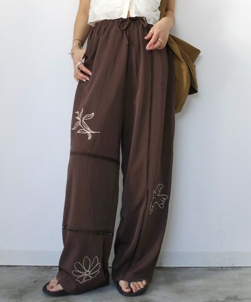 新色追加】【Hideka Original】刺繍パッチワークパンツ / セットアップ