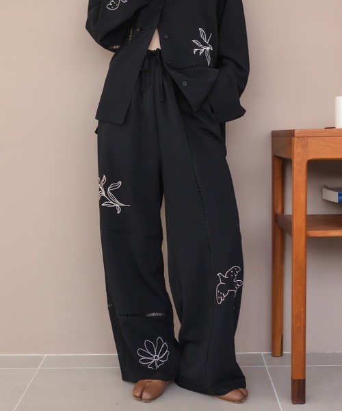 セール】【Hideka Original】刺繍パッチワークパンツ / セットアップ