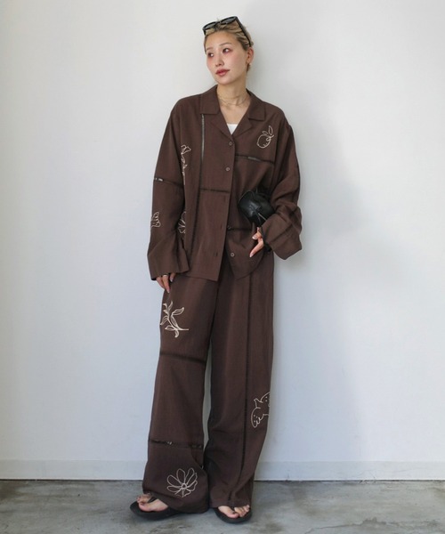 セール】【新色追加】【Hideka Original】刺繍パッチワークパンツ