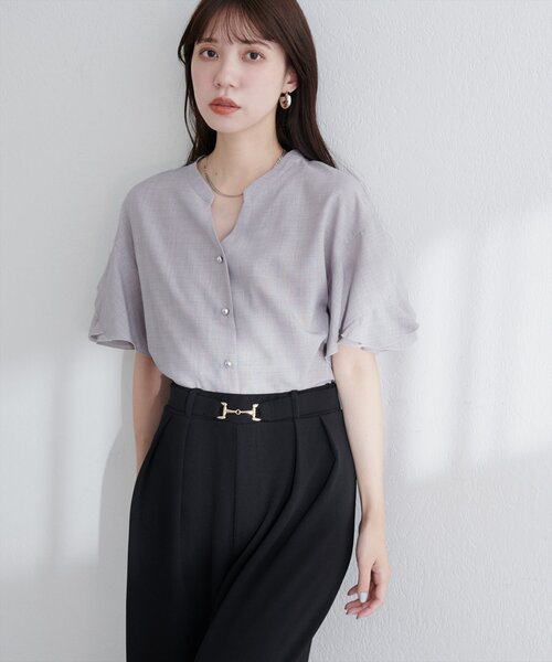 【sherbetline】WEB限定/UV・接触冷感ラップ半袖ブラウス