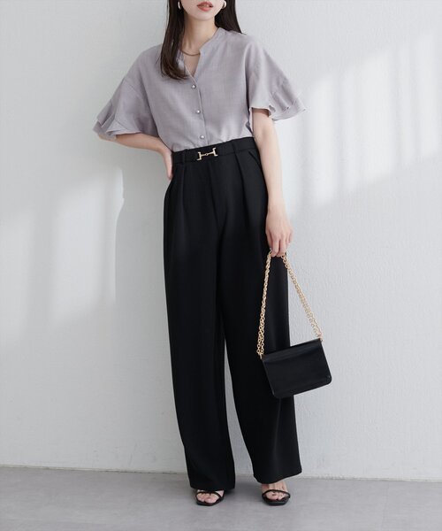 【sherbetline】WEB限定/UV・接触冷感ラップ半袖ブラウス