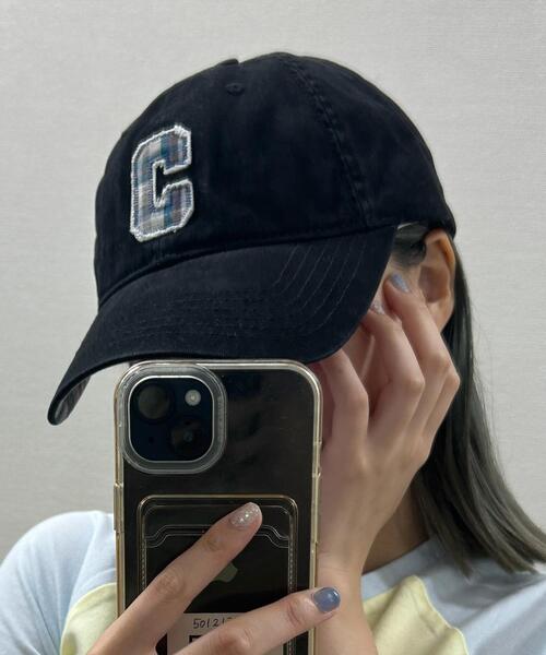 WEGO（ウィゴー）の「WEGO/チェックロゴワンポイントキャップ（キャップ・レディース・ライトピンク/ワイン/アイボリー/ブラック/ライトグレー/ブルー系その他・FREE）」の7枚目の写真