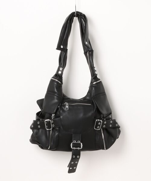 グランジ合皮ショルダーバッグ/ベルト/ユニセックス/Y2K（ショルダー