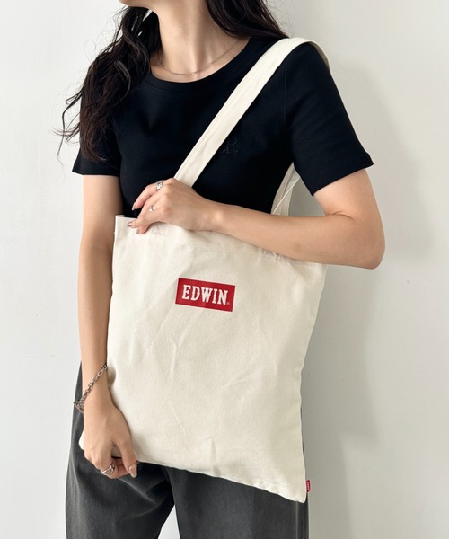 EDWIN（エドウィン）の「EDWIN/エドウィン コットンライク プリント トートバッグ/A3サイズ対応（トートバッグ・メンズ・ホワイト系その他/ホワイト系その他3/オフホワイト/ホワイト系その他2・FREE）」の5枚目の写真