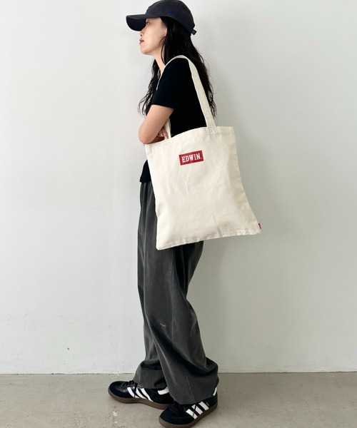 EDWIN（エドウィン）の「EDWIN/エドウィン コットンライク プリント トートバッグ/A3サイズ対応（トートバッグ・メンズ・ホワイト系その他/ホワイト系その他3/オフホワイト/ホワイト系その他2・FREE）」の10枚目の写真