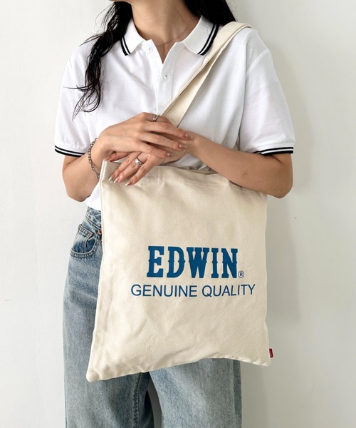 EDWIN（エドウィン）の「EDWIN/エドウィン コットンライク プリント トートバッグ/A3サイズ対応（トートバッグ・メンズ・ホワイト系その他/ホワイト系その他3/オフホワイト/ホワイト系その他2・FREE）」の12枚目の写真