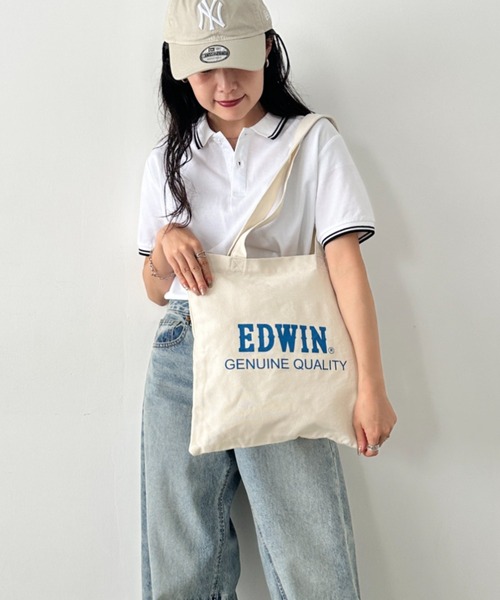 EDWIN（エドウィン）の「EDWIN/エドウィン コットンライク プリント トートバッグ/A3サイズ対応（トートバッグ・メンズ・ホワイト系その他/ホワイト系その他3/オフホワイト/ホワイト系その他2・FREE）」の14枚目の写真