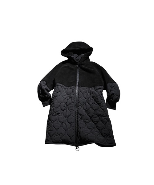 【新品】アンティカ ビックシルエット 総裏ボアロングコート 多ボタン 黒 新品】アンティカ ビックシルエット 総裏ボアロングコート 多