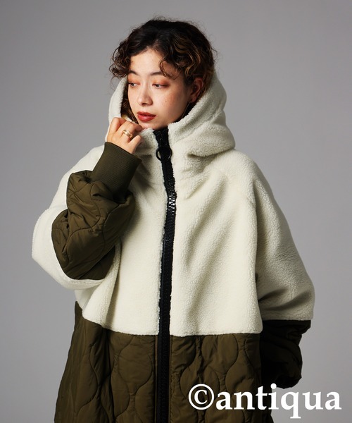 ビッグファスナーロングコート（その他アウター）｜antiqua