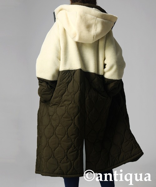 今季新品【antiqua/アンティカ 】ビッグファスナー ロングコート ボア 今季新品【antiqua/アンティカ 】ビッグファスナー ロングコート