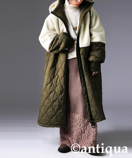 ビッグファスナーロングコート（その他アウター）｜antiqua