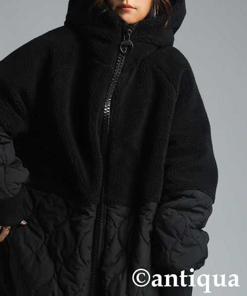 ビッグファスナーロングコート（その他アウター）｜antiqua