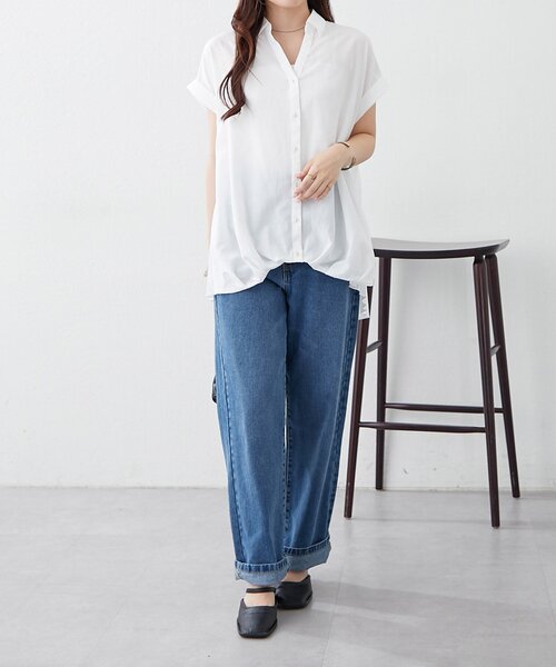 Remind me and forever(リマインドミーアンドフォーエバー)の「バックプリーツスキッパーシャツブラウス(シャツ/ブラウス・レディース・スミクロ/オフホワイト/グレイッシュベージュ・FREE)」の17枚目の写真