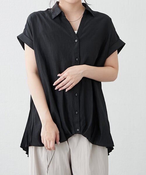 Remind me and forever(リマインドミーアンドフォーエバー)の「バックプリーツスキッパーシャツブラウス(シャツ/ブラウス・レディース・スミクロ/オフホワイト/グレイッシュベージュ・FREE)」の19枚目の写真