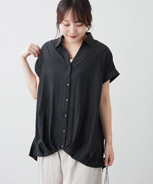 Remind me and forever(リマインドミーアンドフォーエバー)の「バックプリーツスキッパーシャツブラウス(シャツ/ブラウス・レディース・スミクロ/オフホワイト/グレイッシュベージュ・FREE)」の21枚目の写真