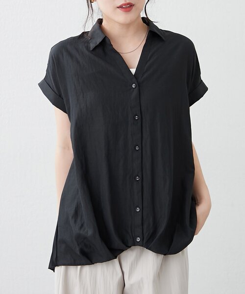 Remind me and forever(リマインドミーアンドフォーエバー)の「バックプリーツスキッパーシャツブラウス(シャツ/ブラウス・レディース・スミクロ/オフホワイト/グレイッシュベージュ・FREE)」の22枚目の写真