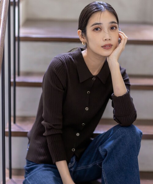 ANY SIS(エニィスィス)の「CICA加工 襟デザイン ニット(ニット/セーター・レディース・ダークブラウン系/ネイビー系/ワイン系/アイボリー系・X-LARGE)」の9枚目の写真