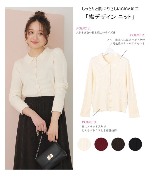 ANY SIS(エニィスィス)の「CICA加工 襟デザイン ニット(ニット/セーター・レディース・ダークブラウン系/ネイビー系/ワイン系/アイボリー系・X-LARGE)」の15枚目の写真