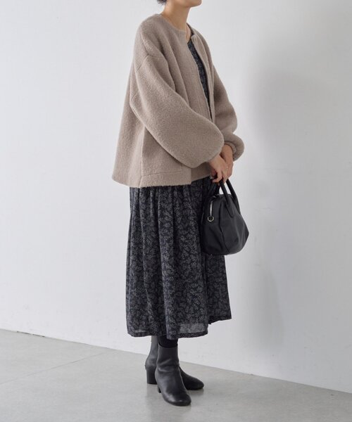 BEARDSLEY（ビアズリー）の「リーフプリントギャザーワンピース（ワンピース・レディース・ブラック・0/1/2）」の15枚目の写真