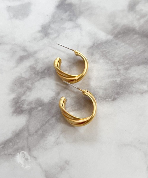 クロスフープピアス YU-KA:マットクロスフープピアス matte cross hoop pierce
