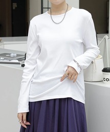 リブラウンドネックロングTシャツ