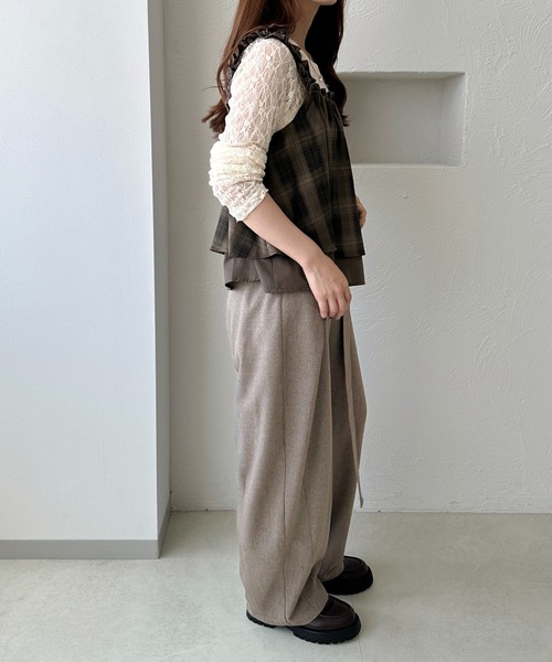 apres jour clair（アプレジュールクレア）の「【apres jour clair】肩フリルチェックトップス（その他トップス・レディース・ブラウン系その他/ブラック系その他/ボルドー・X-LARGE/フリー）」の12枚目の写真