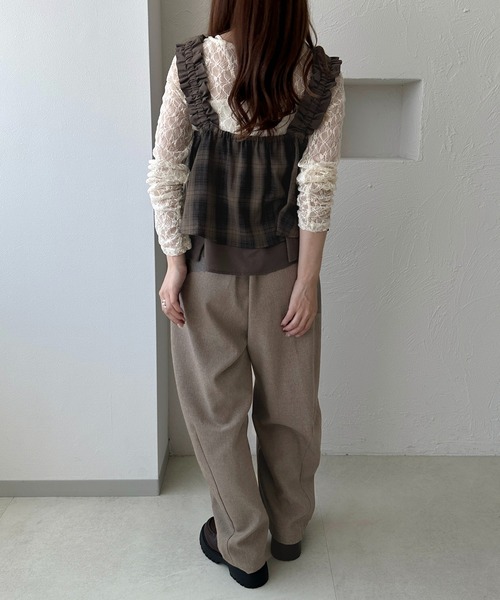 apres jour clair（アプレジュールクレア）の「【apres jour clair】肩フリルチェックトップス（その他トップス・レディース・ブラウン系その他/ブラック系その他/ボルドー・X-LARGE/フリー）」の13枚目の写真