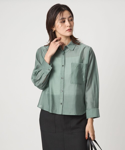 新品　未使用　グリーンレーベル　シアーブルゾン　ブラウス green label relaxing ブラウス シャツ エアリー シアー