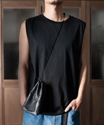 SENTI Dyneema(R) Leather DRAWSTRING BAG_M×Keel / 超軽量ダイニーマレザー巾着M