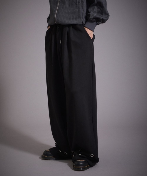 Perushu(ペルーシュ)の「ハトメデザイン裏毛スウェットワイドパンツ(スウェットパンツ・メンズ・ブラック/ブルー/杢グレー・MEDIUM/LARGE)」の7枚目の写真