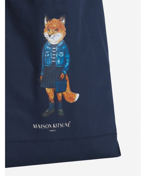 Maison Kitsune（メゾンキツネ）の「DRESSED FOX TOTE（トートバッグ・レディース・ネイビー・U）」の4枚目の写真