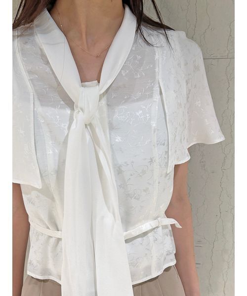 SNIDEL（スナイデル）の「ボウタイケープブラウス（シャツ/ブラウス・レディース・グレー/ホワイト/ミント・F）」の6枚目の写真