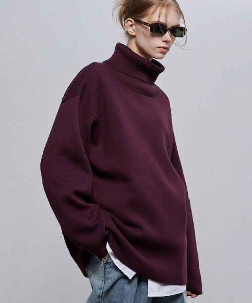 ENDER PRODUCTS(エンダープロダクツ)の「ミラノリブオーバーサイズタートルネックニットプルオーバー【ENDER PRODUCTS/エンダープロダクツ】(ニット/セーター・メンズ・ブルー系/ブラック/チェリーレッド/オフホワイト/グレイッシュベージュ・L/M)」の5枚目の写真