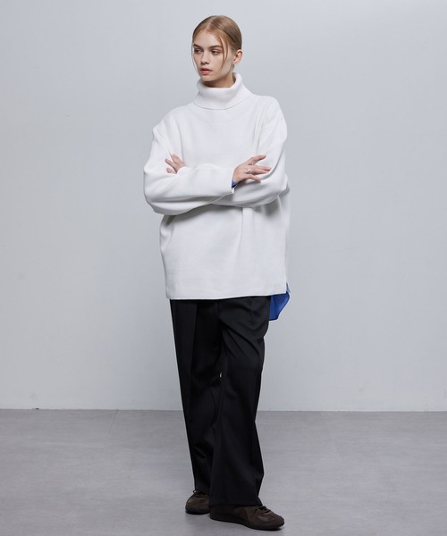 セール】ミラノリブオーバーサイズタートルネックニットプルオーバー