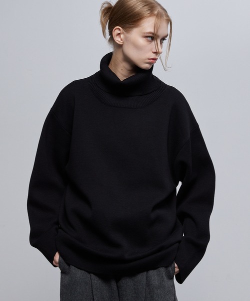 セール】ミラノリブオーバーサイズタートルネックニットプルオーバー