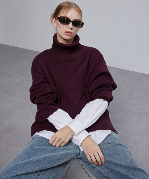 ENDER PRODUCTS(エンダープロダクツ)の「ミラノリブオーバーサイズタートルネックニットプルオーバー【ENDER PRODUCTS/エンダープロダクツ】(ニット/セーター・メンズ・ブルー系/ブラック/チェリーレッド/オフホワイト/グレイッシュベージュ・L/M)」の12枚目の写真