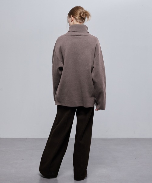 セール】ミラノリブオーバーサイズタートルネックニットプルオーバー