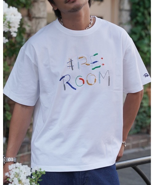 #Re:room(リルーム)の「ロゴエンブロイダリーTシャツ(Tシャツ/カットソー・メンズ・ブラック/ホワイト・S-M/M-L)」の1枚目の写真
