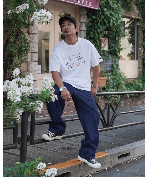 #Re:room(リルーム)の「ロゴエンブロイダリーTシャツ(Tシャツ/カットソー・メンズ・ブラック/ホワイト・S-M/M-L)」の8枚目の写真