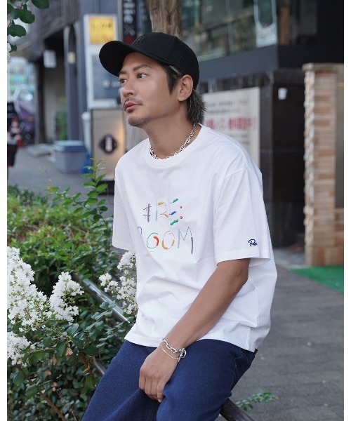#Re:room(リルーム)の「ロゴエンブロイダリーTシャツ(Tシャツ/カットソー・メンズ・ブラック/ホワイト・S-M/M-L)」の4枚目の写真