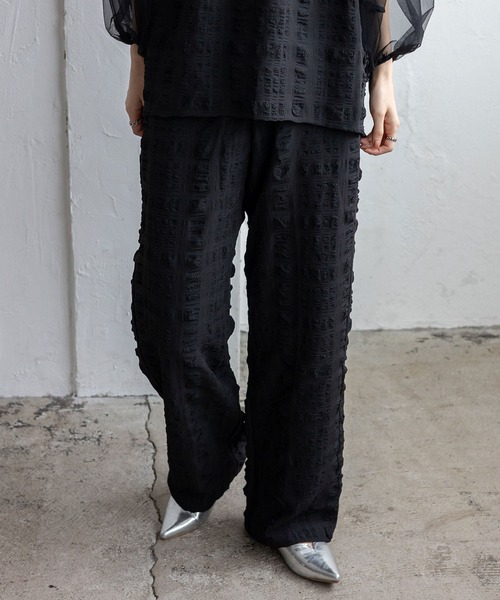 No Rule No Line（ノール－ルノーライン）の「ストレートイージーパンツ セレモニー オケージョン 結婚式 二次会 セットアップ対応 カセットスタイル対応(別売り)（その他パンツ・レディース・ブラック/ホワイト・FREE）」の2枚目の写真