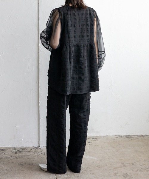 No Rule No Line（ノール－ルノーライン）の「ストレートイージーパンツ セレモニー オケージョン 結婚式 二次会 セットアップ対応 カセットスタイル対応(別売り)（その他パンツ・レディース・ブラック/ホワイト・FREE）」の5枚目の写真