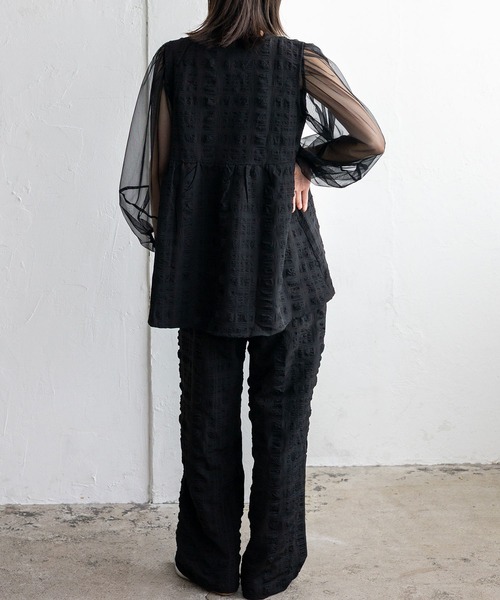 No Rule No Line（ノール－ルノーライン）の「ストレートイージーパンツ セレモニー オケージョン 結婚式 二次会 セットアップ対応 カセットスタイル対応(別売り)（その他パンツ・レディース・ブラック/ホワイト・FREE）」の6枚目の写真