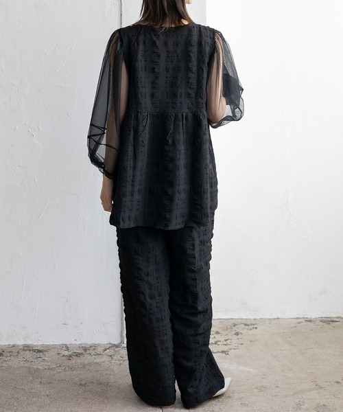 No Rule No Line（ノール－ルノーライン）の「ストレートイージーパンツ セレモニー オケージョン 結婚式 二次会 セットアップ対応 カセットスタイル対応(別売り)（その他パンツ・レディース・ブラック/ホワイト・FREE）」の7枚目の写真