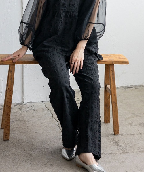 No Rule No Line（ノール－ルノーライン）の「ストレートイージーパンツ セレモニー オケージョン 結婚式 二次会 セットアップ対応 カセットスタイル対応(別売り)（その他パンツ・レディース・ブラック/ホワイト・FREE）」の12枚目の写真