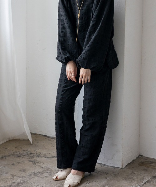 No Rule No Line（ノール－ルノーライン）の「ストレートイージーパンツ セレモニー オケージョン 結婚式 二次会 セットアップ対応 カセットスタイル対応(別売り)（その他パンツ・レディース・ブラック/ホワイト・FREE）」の15枚目の写真